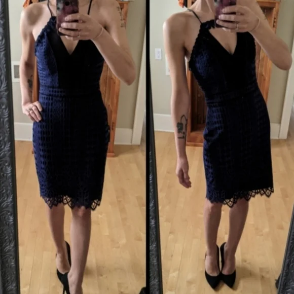 Lace Halter Midi Dress - Picture 5 of 12